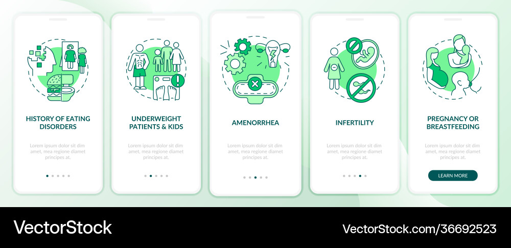 Intermittent fasting precaution green onboarding Intermittent fasting precaution green onboarding Vector Image