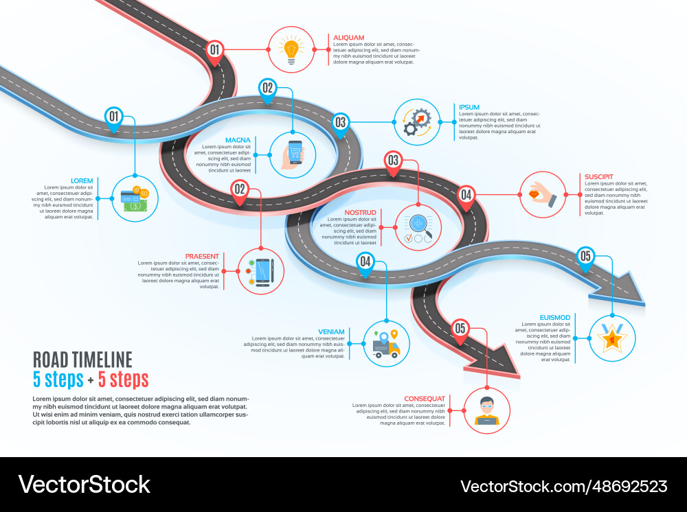 Isometric navigation map infographic 5 steps vector image