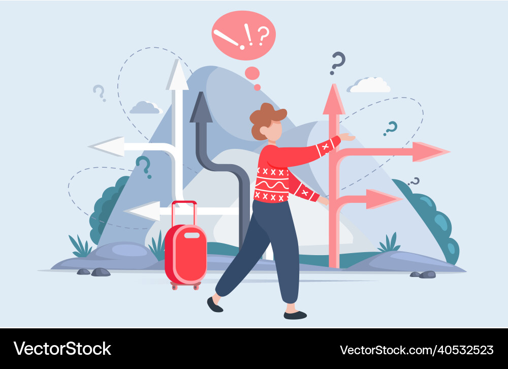 Making confusion choice of path man thought about Making confusion choice of path man thought about vector image