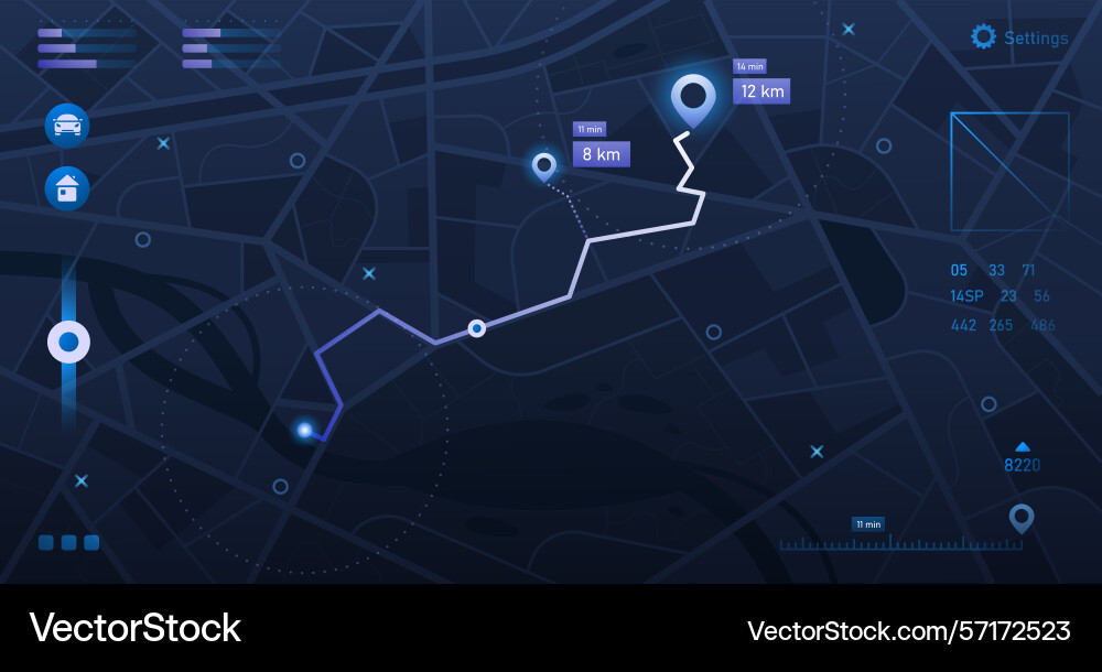Map navigation interface mobile app dashboard Map navigation interface mobile app dashboard Vector Image