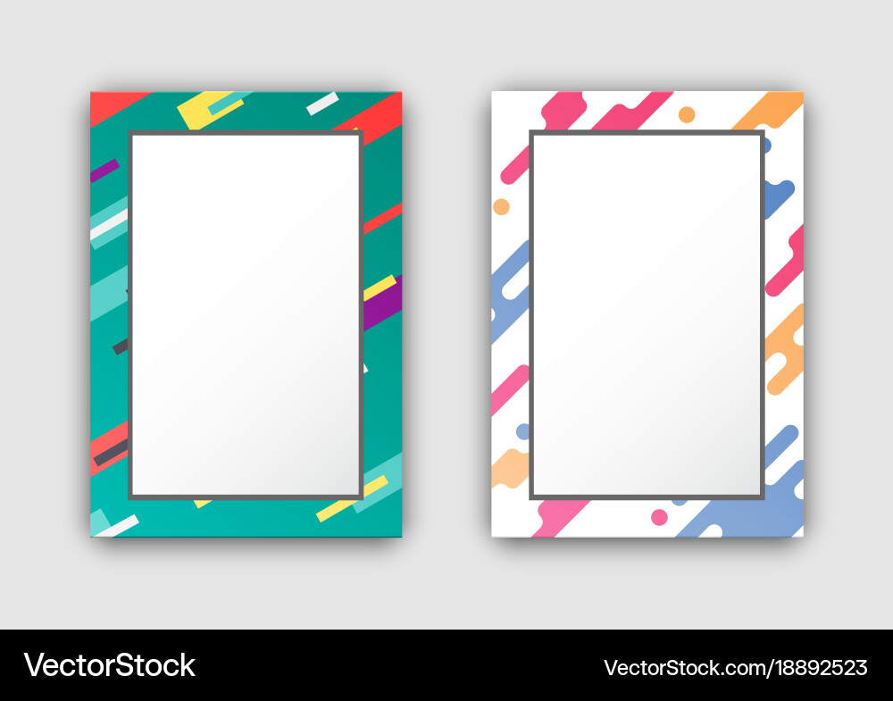 Photo frames set with color border abstract figure Vector Image
