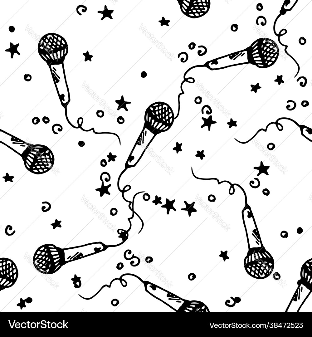 Seamless microphone pattern with dots Seamless microphone pattern with dots Vector Image