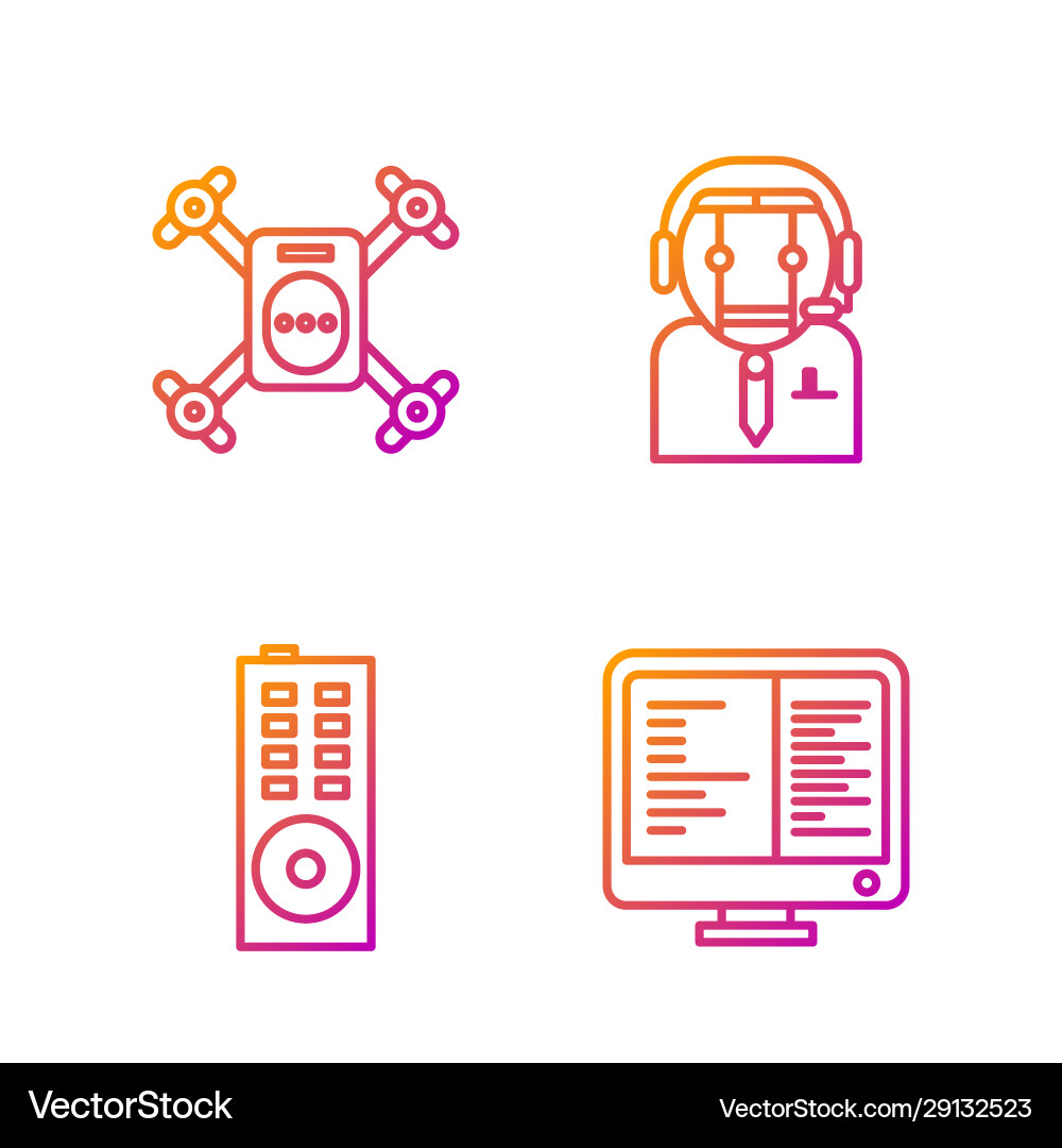 Set line computer monitor screen remote control Vector Image