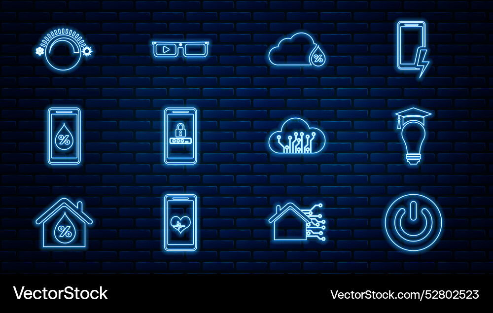Set line power button light bulb and graduation Set line power button light bulb and graduation vector image