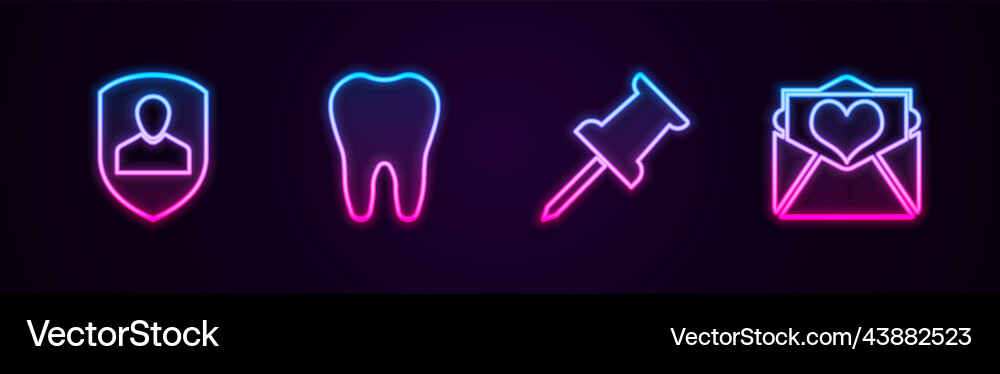 Set line user protection tooth push pin Set line user protection tooth push pin vector image