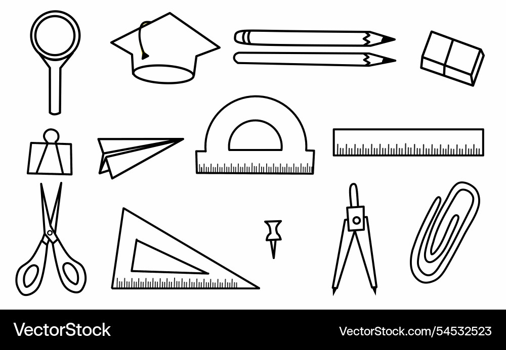 Set of stationery icons in simple line design Set of stationery icons in simple line design Vector Image