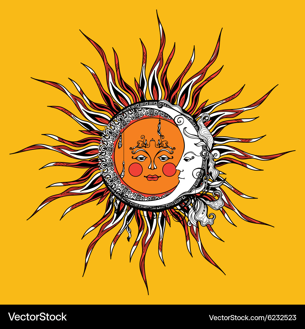 Sun and moon Royalty Free Vector Image - VectorStock