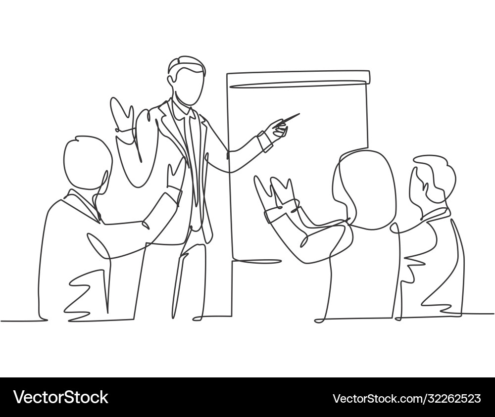 Team training concept single continuous line Vector Image