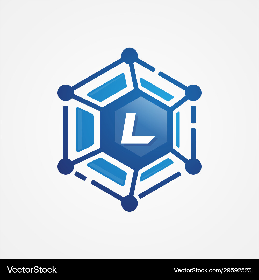 Technology design orbit shape hexagon Technology design orbit shape hexagon vector image