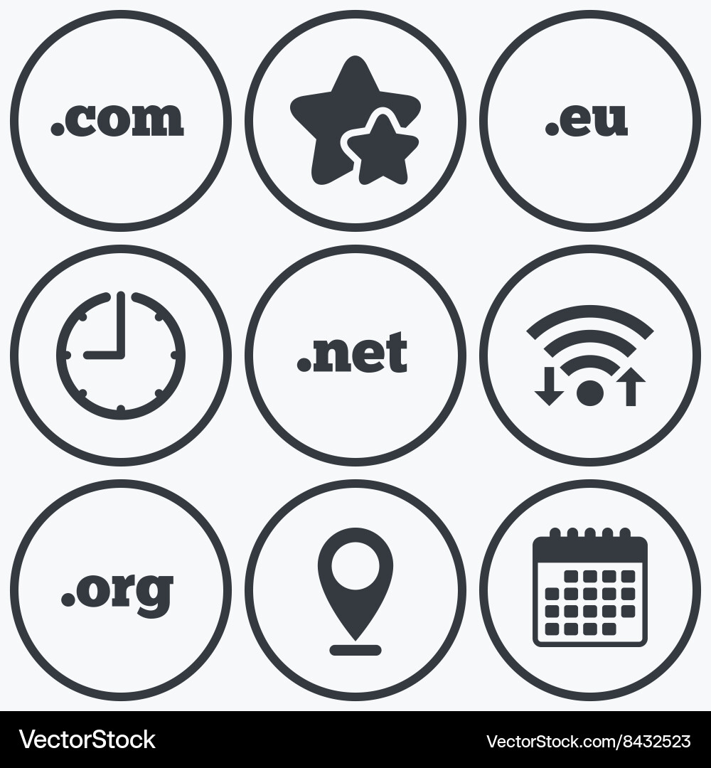 Top-Level-Domains signiert com eu net und org Vektorbild
