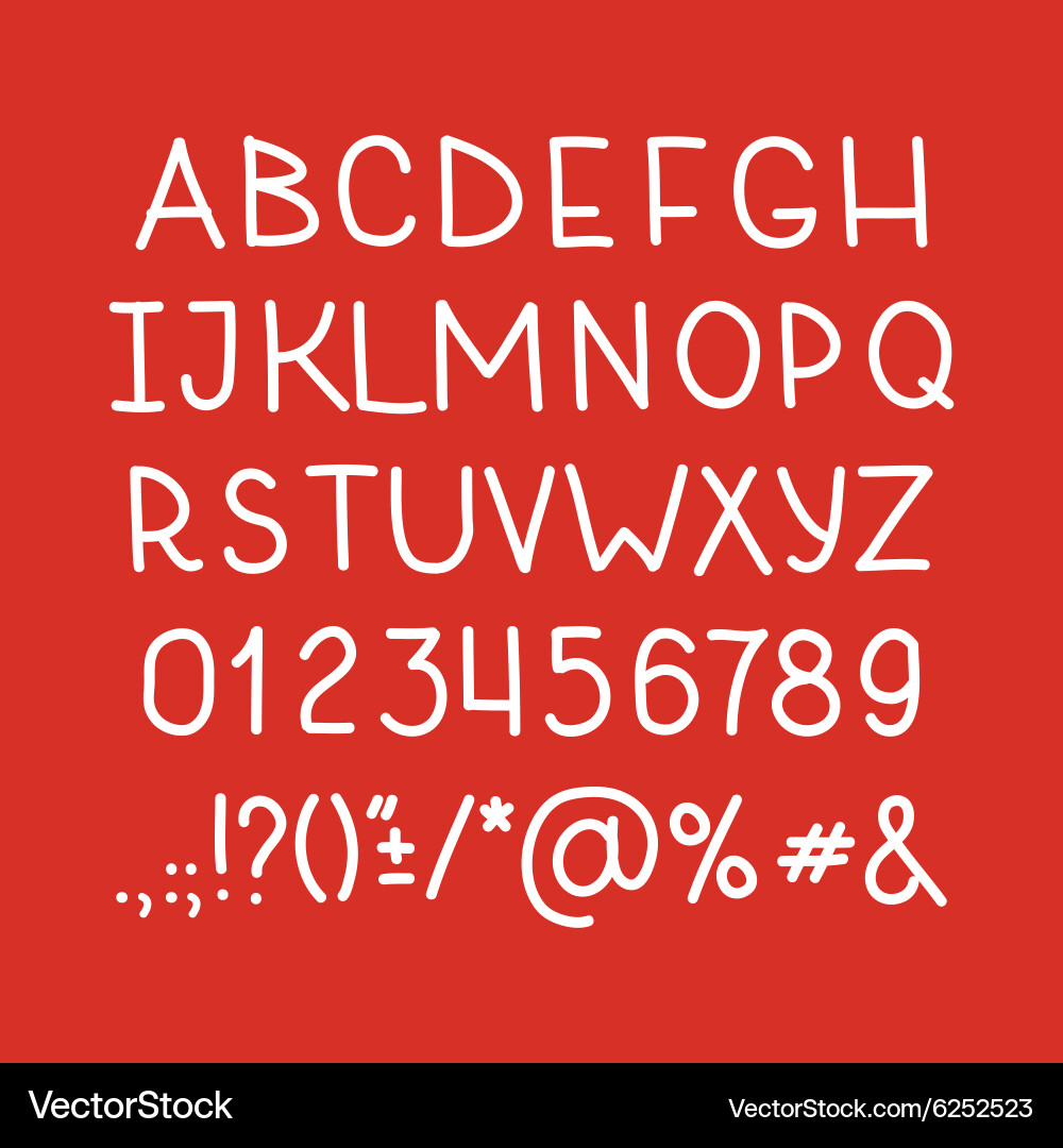 Type letters numbers and punctuation marks hand vector image