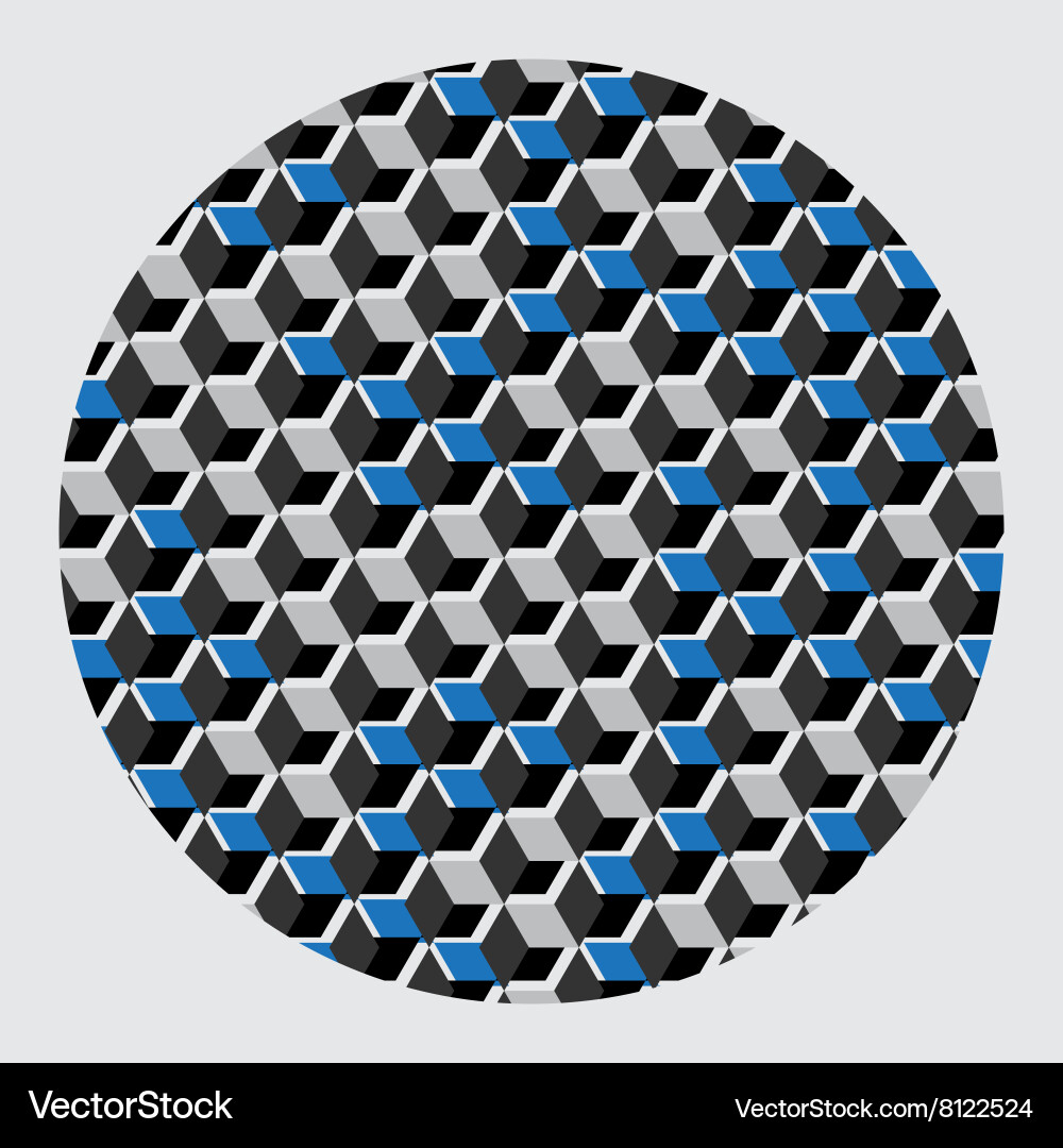 Abstract colored cubes in a circular frame Vector Image