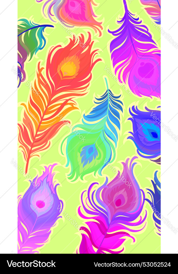 Cute pattern of multicolored bright feathers Vector Image