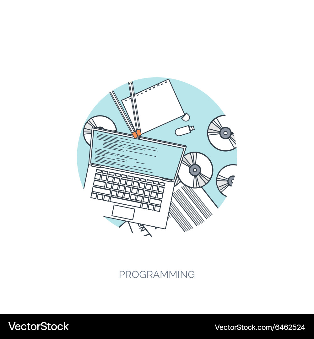 Flat background coding vector image