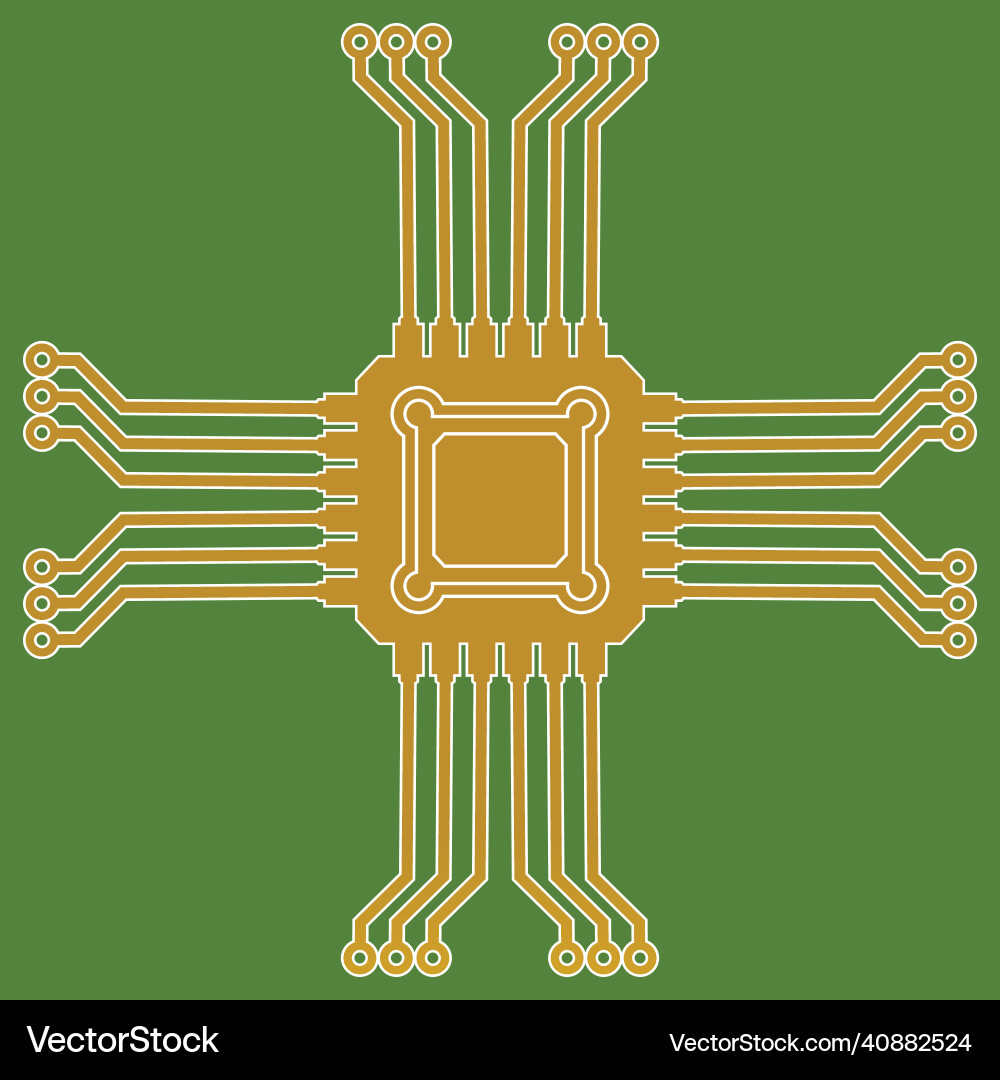 Flat microelectronics circuits circuit board vector image