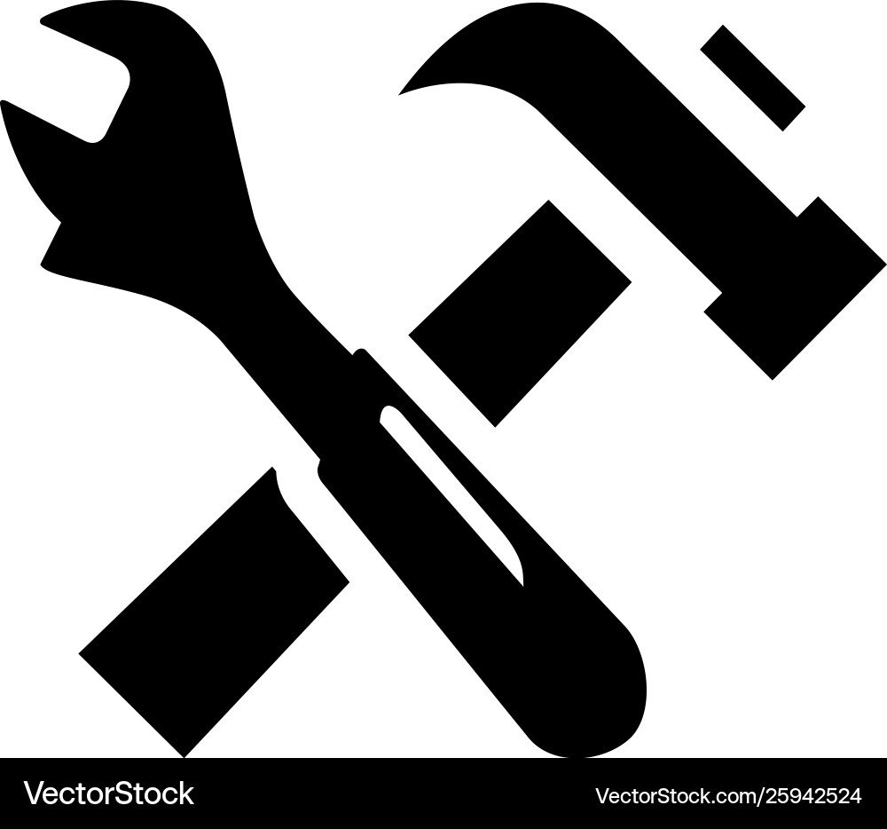 Hammer and wrench icon in flat style for app ui Vector Image