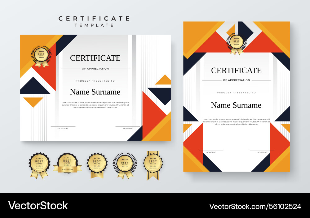 Modern certificate template with geometric Vector Image
