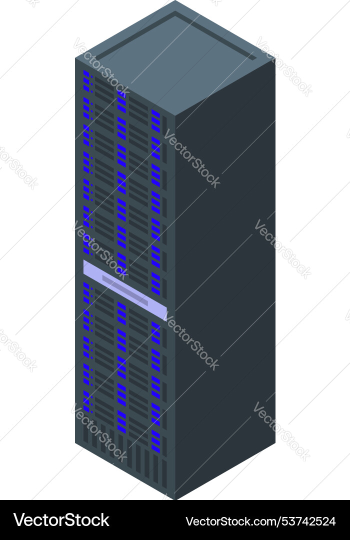 Modern server tower storing big data isometric vector image
