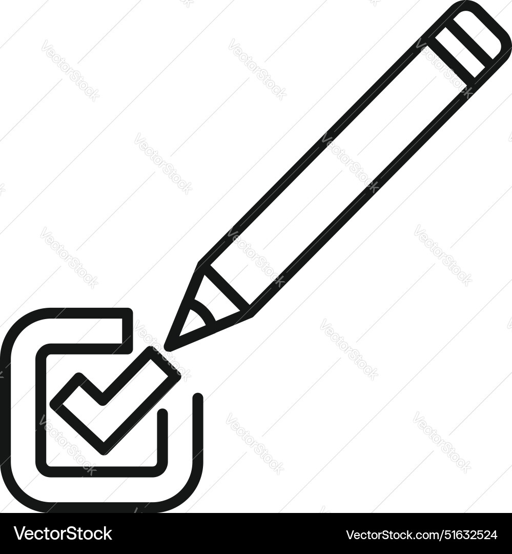 Pencil drawing check mark in checkbox icon Vector Image