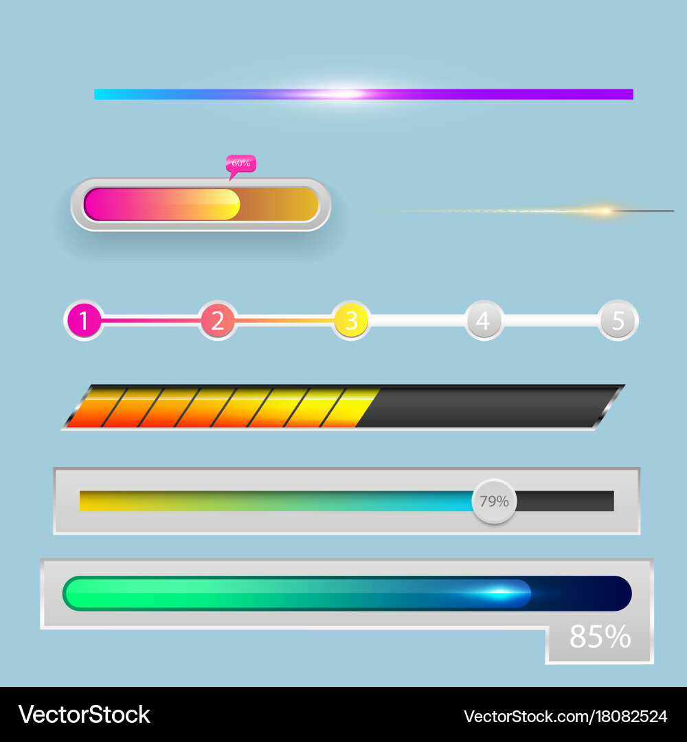 Progress loading bar indicators download Vector Image