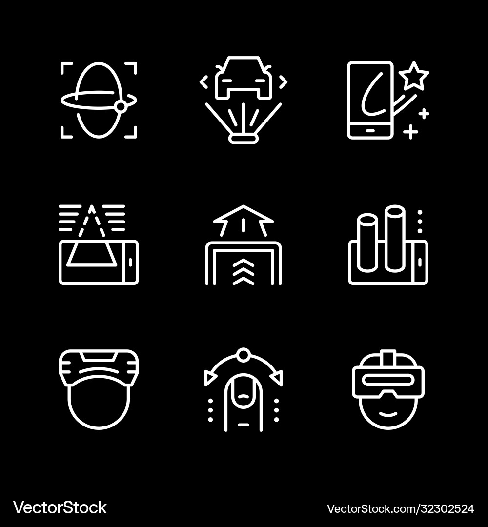 Set line icons augmented reality vector image