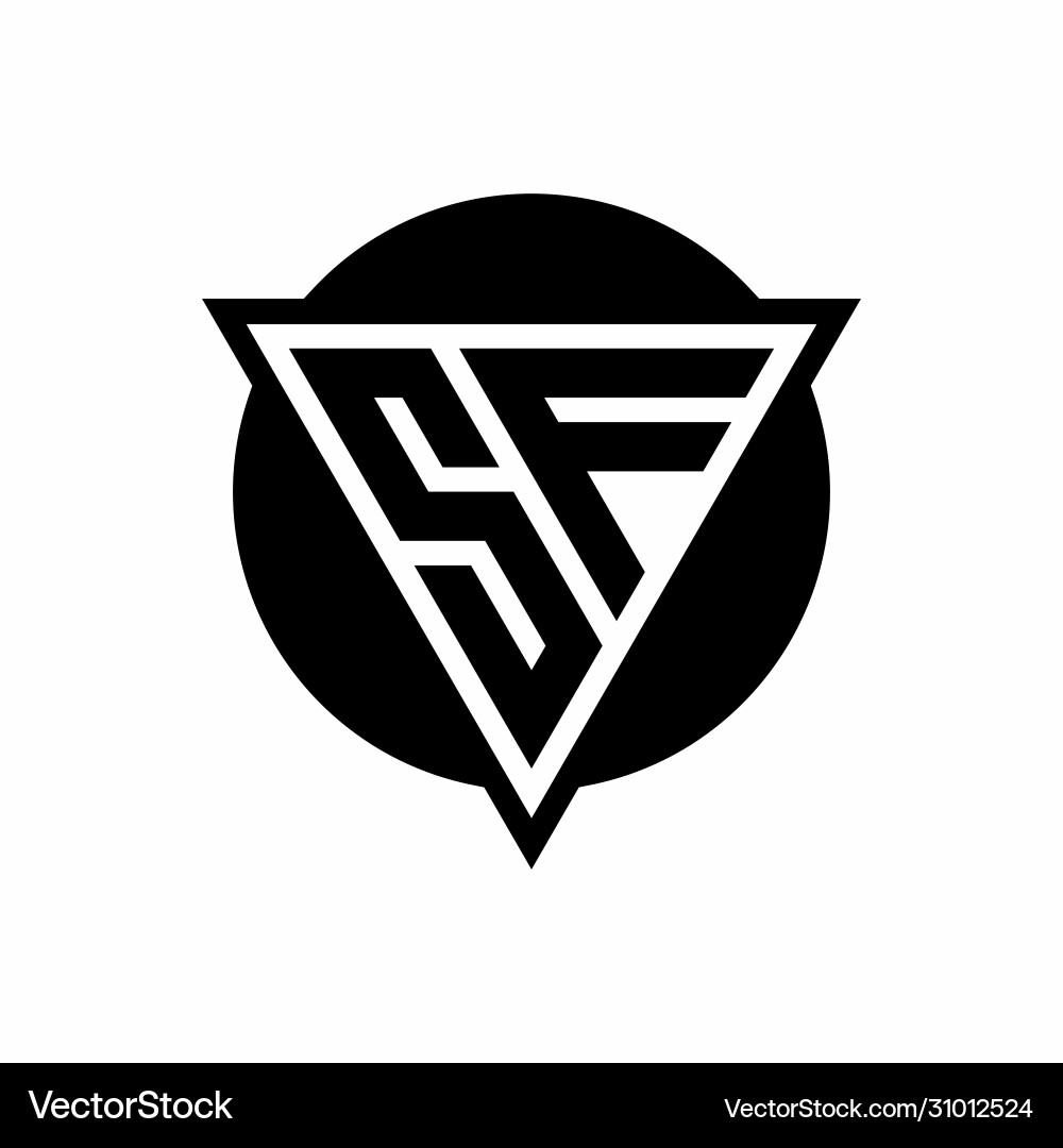 Sf logo with negative space triangle and circle Sf logo with negative space triangle and circle vector image