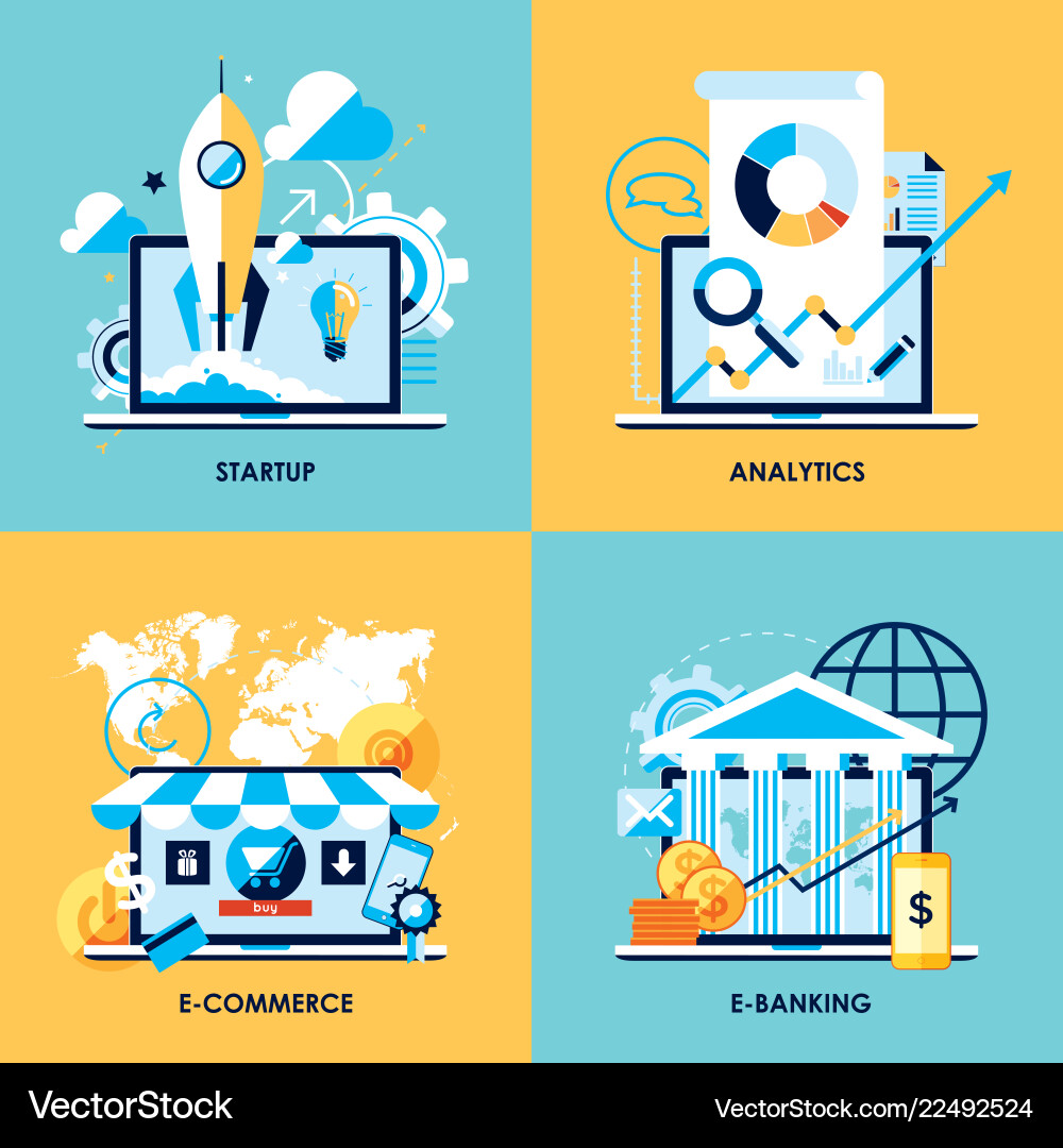 Startup Analytics & E-Commerce Concepts vector image
