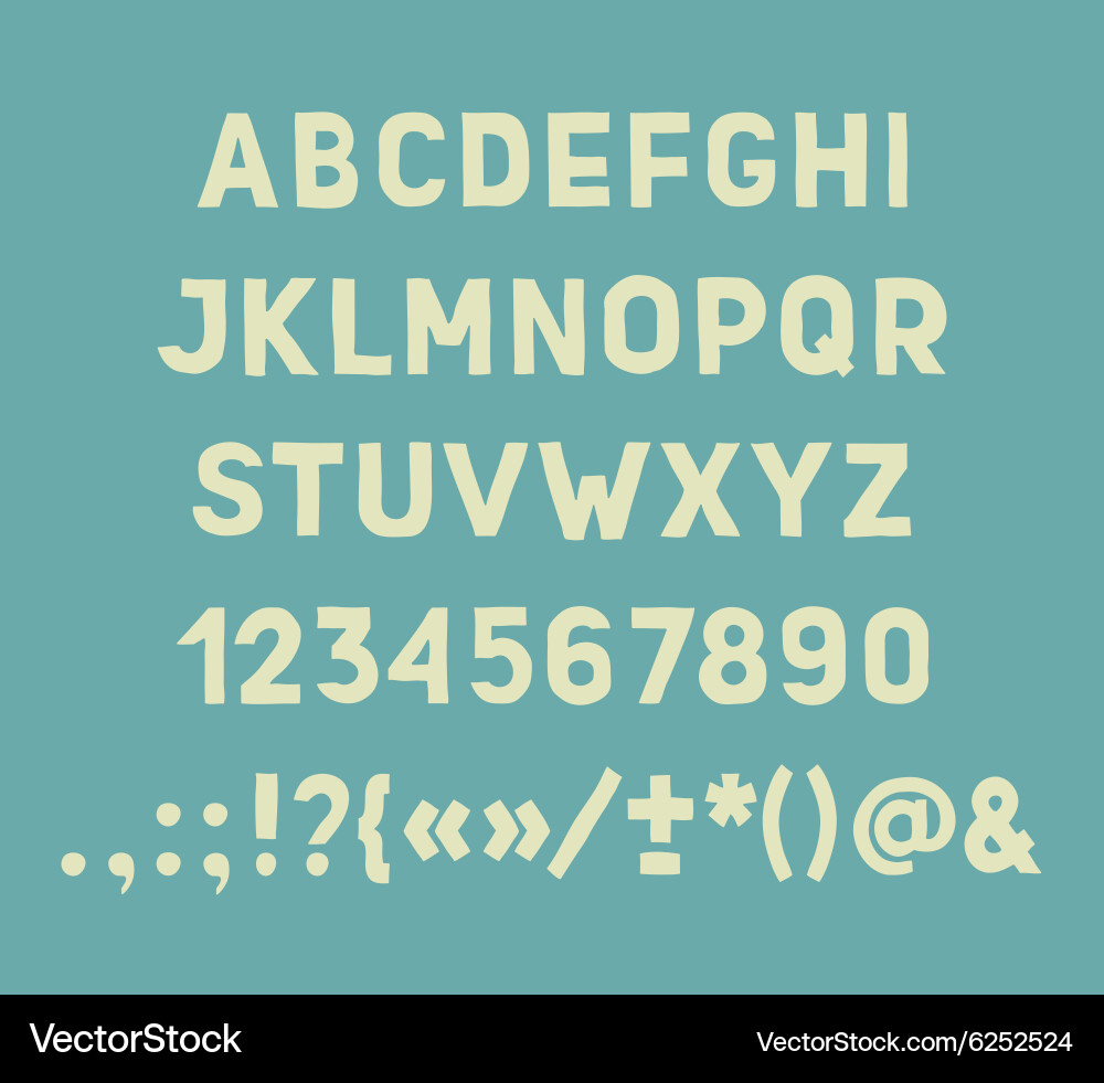 Type letters numbers and punctuation marks hand vector image