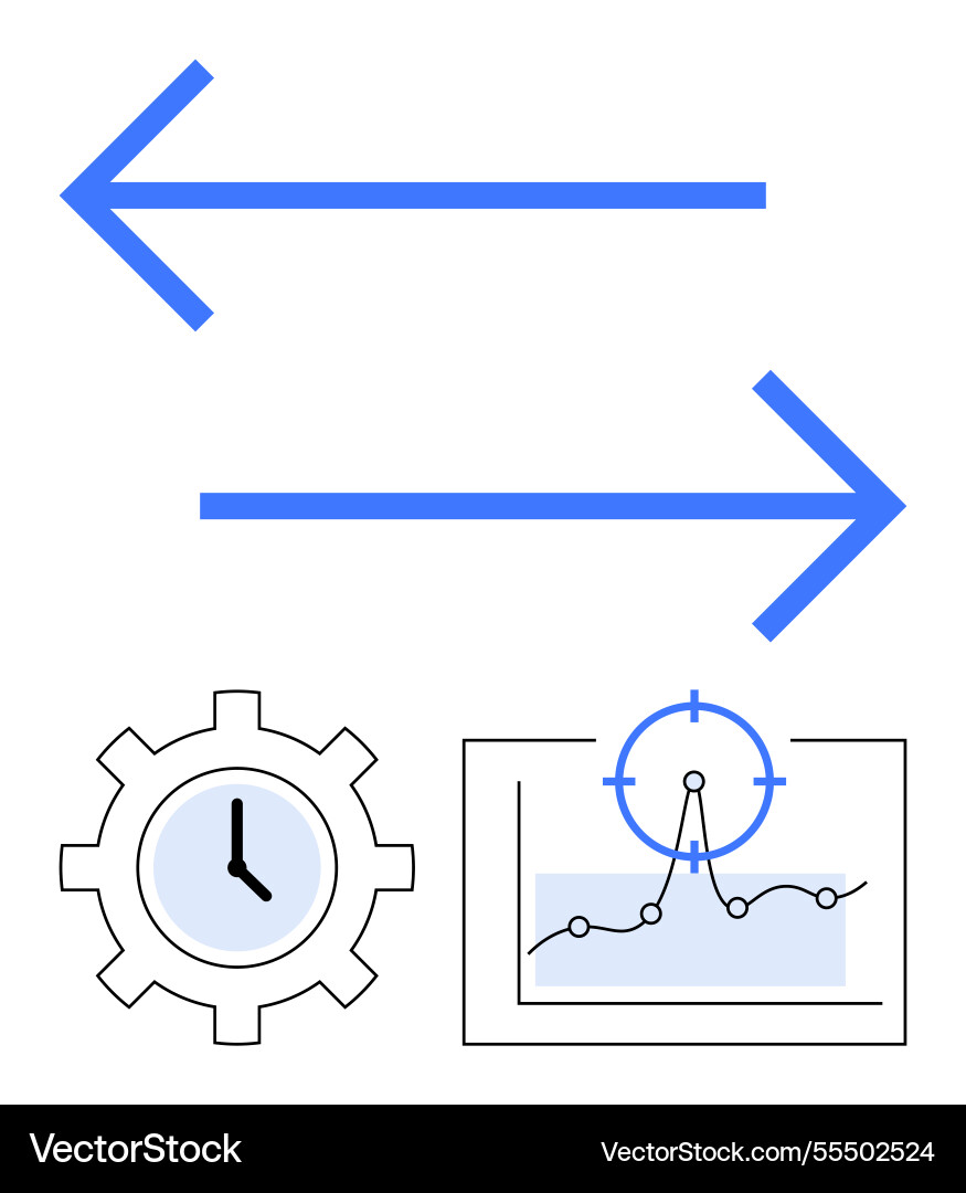 Workflow optimization with bidirectional arrows Workflow optimization with bidirectional arrows vector image