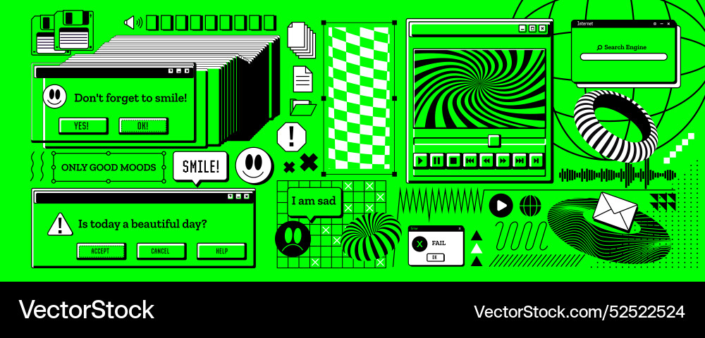 Y2k retro window computer interface sticker Vector Image