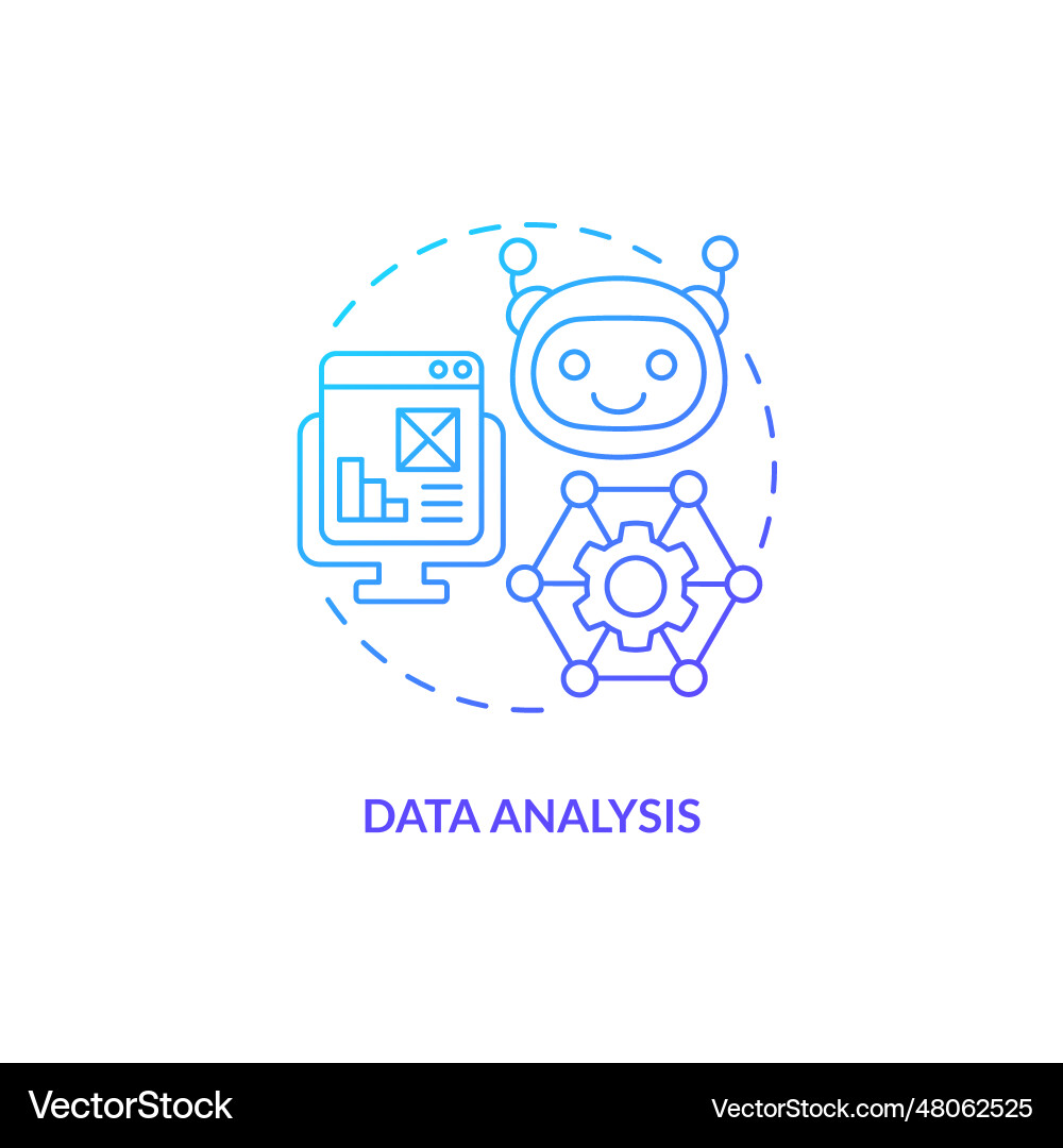2d gradient data analysis line icon concept vector image