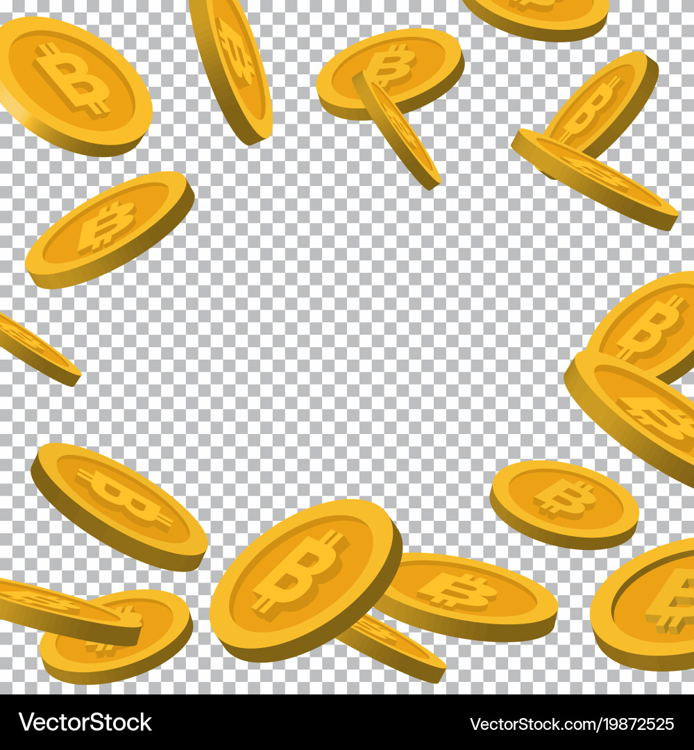 Falling golden bitcoin objects vector image