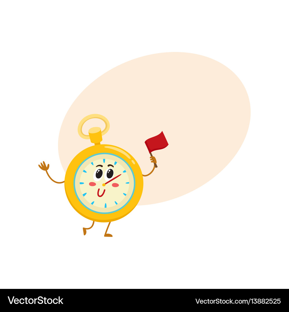 Funny stopwatch timer timekeeping character Funny stopwatch timer timekeeping character vector image