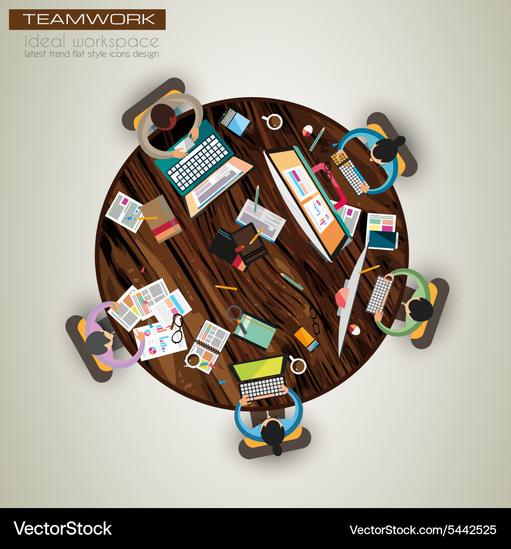 Ideal workspace for teamwork and brainsotrming vector image