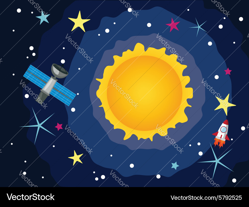 Sun in the space Royalty Free Vector Image - VectorStock