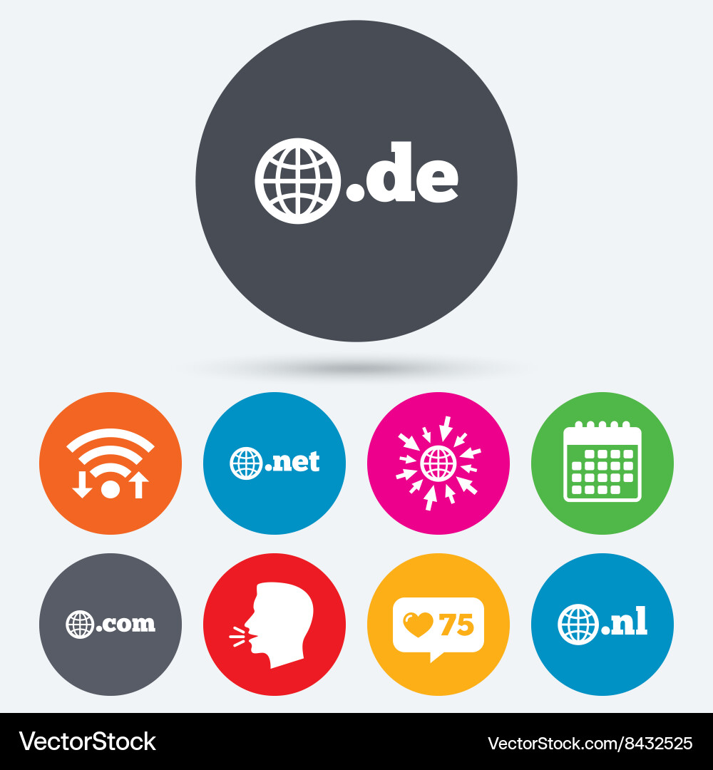 Top-level domains signs de com net and nl Vector Image