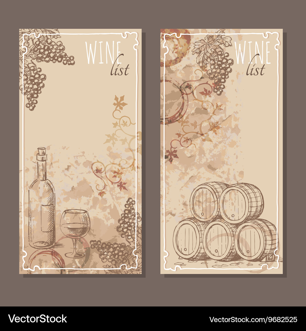 Wine list cards menu sketch Vector Image
