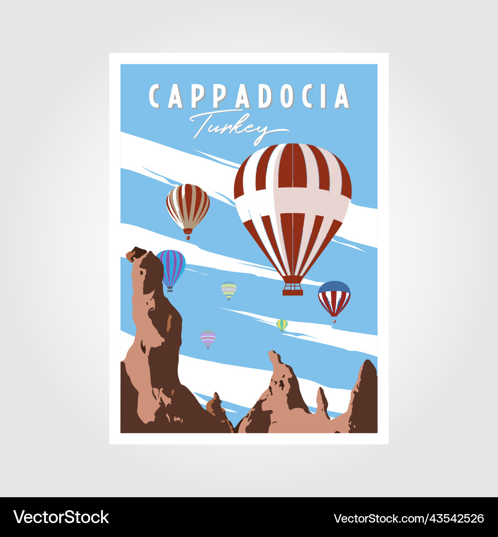 Cappadocia Heißluftballon Flug Poster Reise Cappadocia Heißluftballon Flug Poster Reise vektorbild