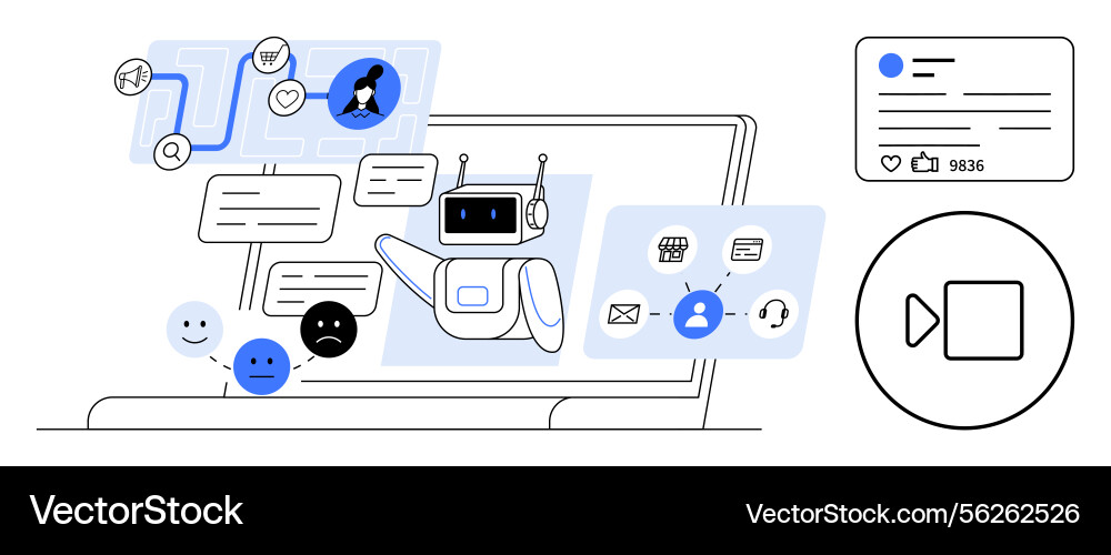 Chatbot interacting with users through messages Vector Image