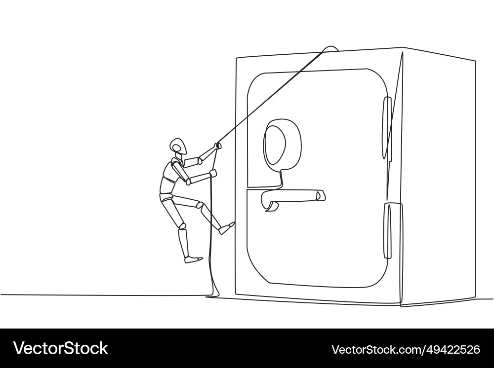 Continuous one line drawing smart robot climbs Continuous one line drawing smart robot climbs vector image
