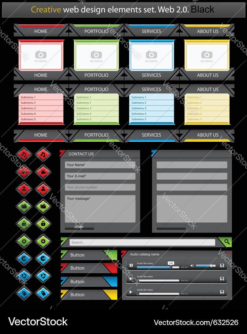 Creative web design elements set vector image
