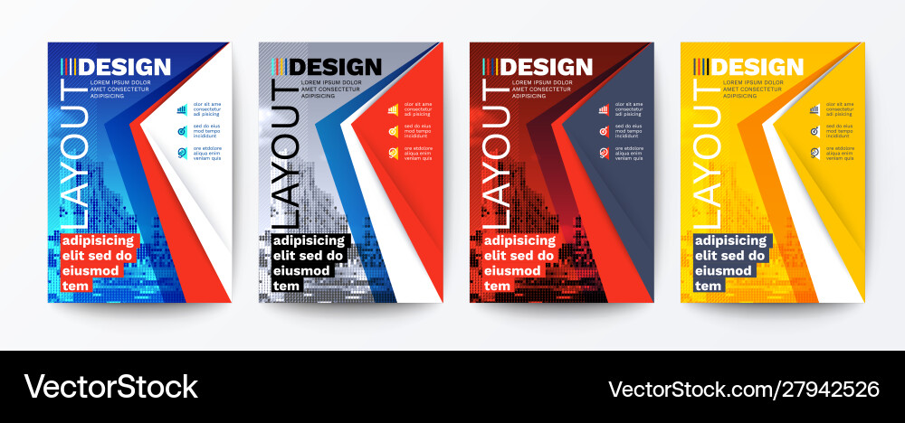 Dynamic Blue Red Yellow Poster Template Royalty Free Vector