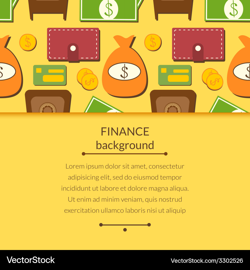 Finance background with objects in flat style Vector Image