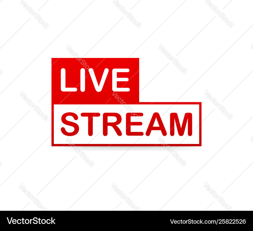Live stream icon red design element with play Live stream icon red design element with play vector image