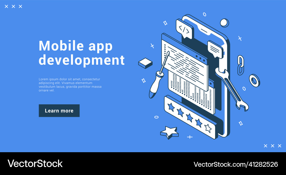 Mobile App Development Coding Software vector image