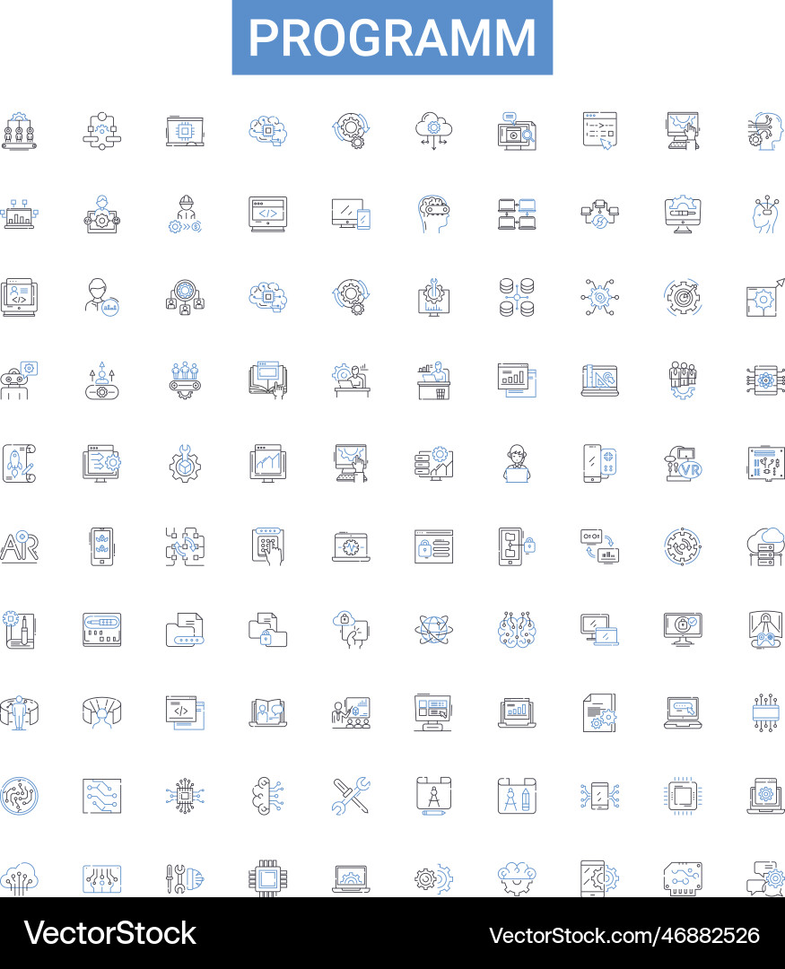 Programm outline icons collection program Programm outline icons collection program vector image