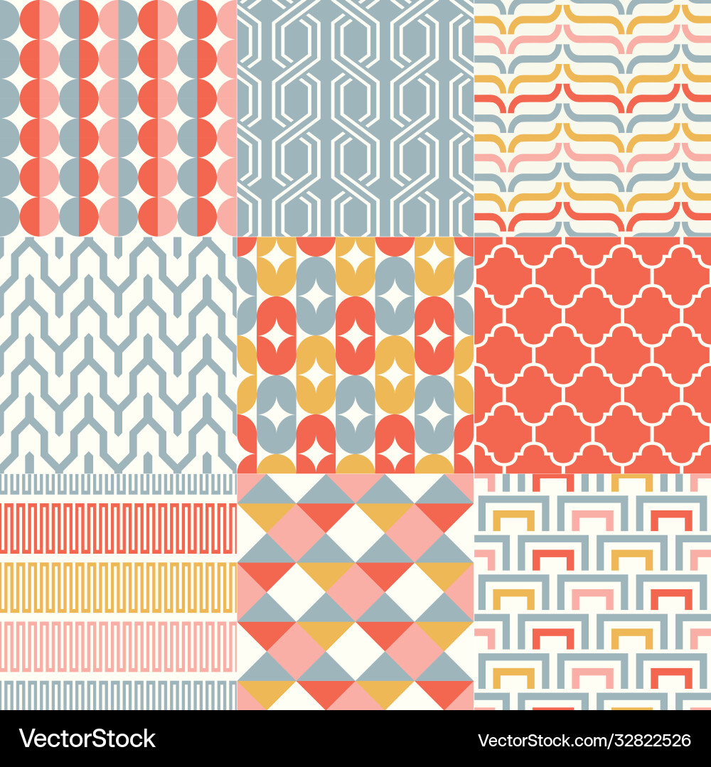 Retro Geometric Pattern Set vector image