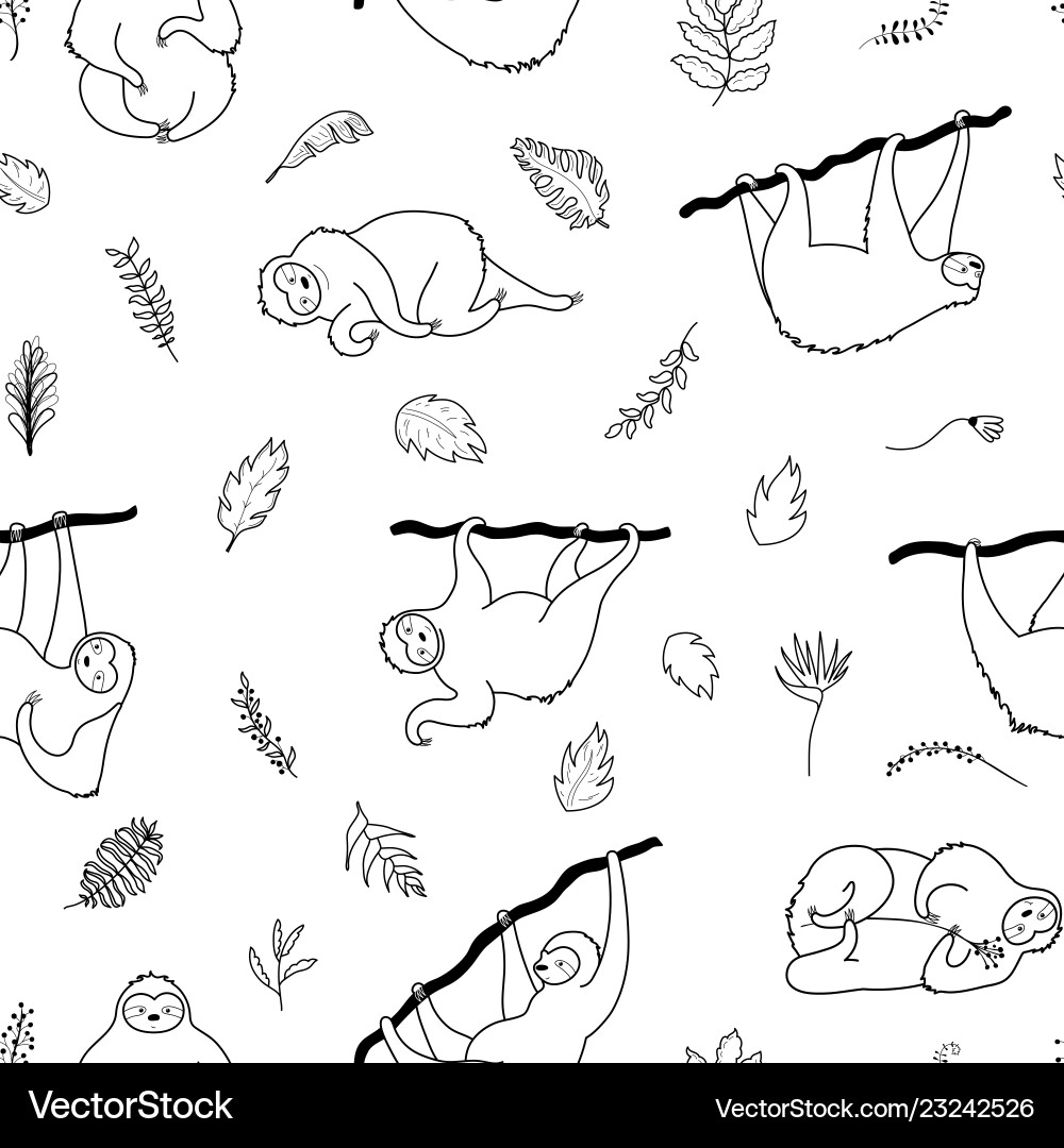 Seamless pattern with cute sloth Seamless pattern with cute sloth vector image