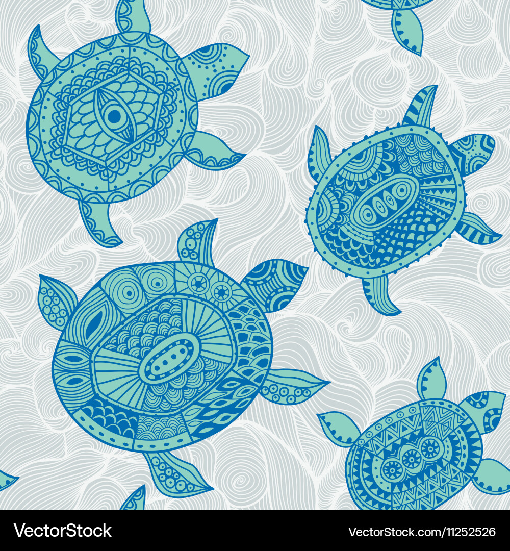 Seamless pattern with turtles vector image