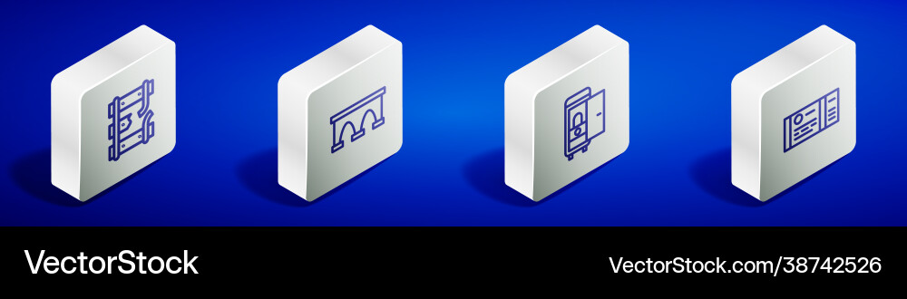 Set isometric line broken rails on a railway Set isometric line broken rails on a railway vector image